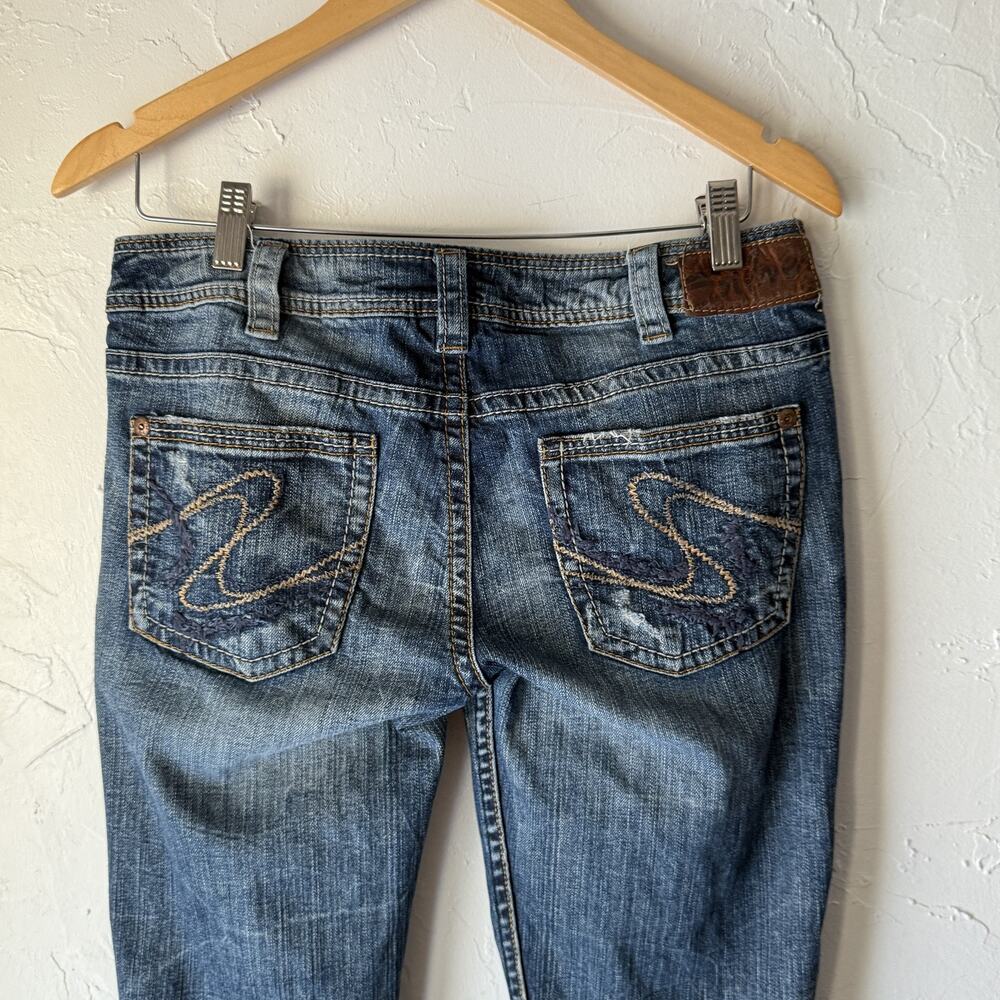 Silver Jeans Tuesday Jeans Womens 30x33 Blue Distressed Bootcut Stretch Denim
